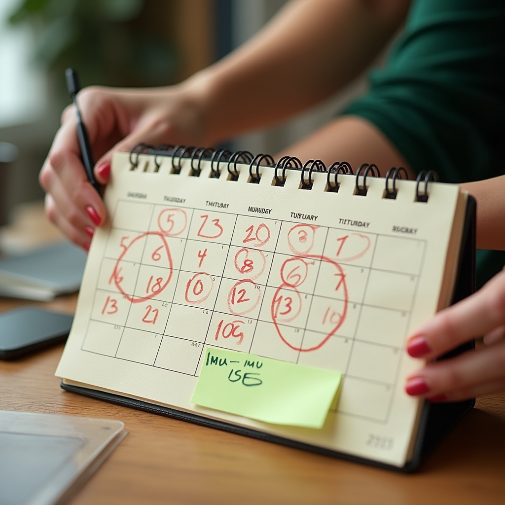 Calendario con scadenze fiscali italiane evidenziate su scrivania professionale